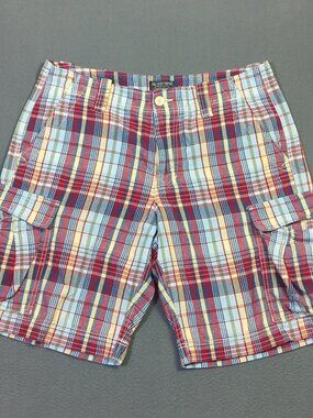 Polo Jeans Company Shorts Men's 34 Multicolor Plaid Cotton Cargo Preppy